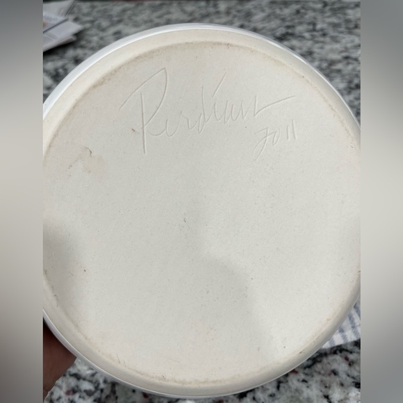 Ceramic Pottery Planter handmade w blue/white glaze & self-draining style - Picture 10 of 10